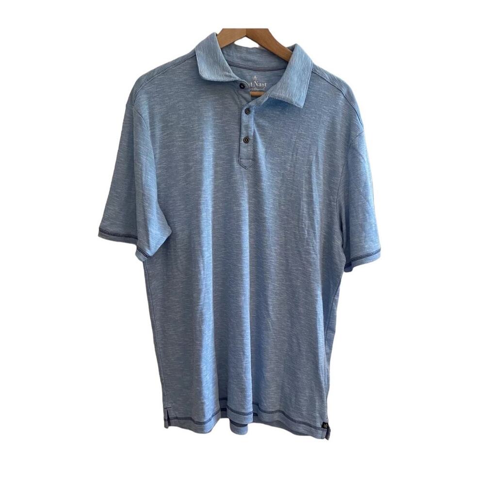 NAT NAST Luxury Originals Mens blue Polo Casual Short Sleeve Shirt Size Large